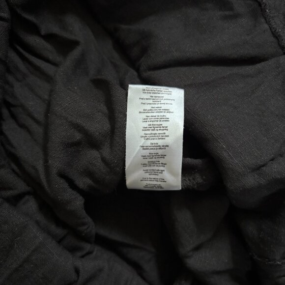 The Frolic Fin Linen Shirred Front Puff Sleeve Midi Summer Dress Black Size 8 - Picture 9 of 10